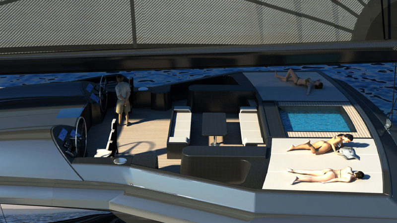 Illustration for article titled The World's Largest Sailing Trimaran Has A Garage For Your McLaren
